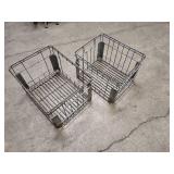 2 Vintage Mid Century Metal Milk Crates - heavy duty  - 17" W X 13" D x 11" H