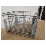 2 Vintage Mid Century Metal Milk Crates - heavy duty  - 17" W X 13" D x 11" H