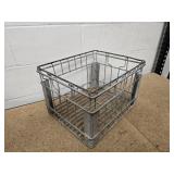 2 Vintage Mid Century Metal Milk Crates - heavy duty  - 17" W X 13" D x 11" H