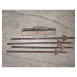 4 - 4 ft metal fence posts and a 4" square metal fence post driver 28" long