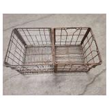 3 Vintage Mid Century Metal Milk Crates - heavy duty