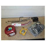 GE Motor, container of fuses, transformer for bells, buzzers, chimes and door openers, a bunch of misc wires and other misc items