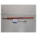 vintage outdoor umbrella clothesline, large 75 cm exercise ball and camera tripod