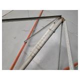 vintage outdoor umbrella clothesline, large 75 cm exercise ball and camera tripod