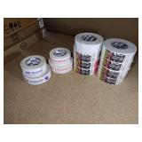 (8) Tape Plus Professional Carpet tape; (4) Cloth-based warning tape, 2″ W  Roll. White cloth with red lettering or blue lettering