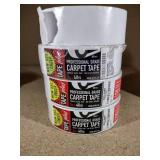 (8) Tape Plus Professional Carpet tape; (4) Cloth-based warning tape, 2″ W  Roll. White cloth with red lettering or blue lettering