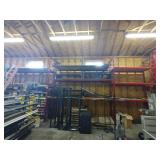 Steel Palette racking w/ plywood surfaces. 2 sections measure 14