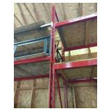 Steel Palette racking w/ plywood surfaces. 2 sections measure 14