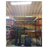Steel Palette racking w/ plywood surfaces. 2 sections measure 14