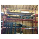 Steel Palette racking w/ plywood surfaces. 2 sections measure 14