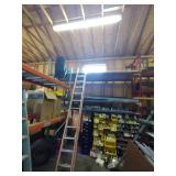 Steel Palette racking w/ plywood surfaces. 2 sections measure 14