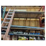 Steel Palette racking w/ plywood surfaces. 2 sections measure 14