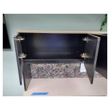 U-Shaped Desk with Hutch, 2 side chairs, 1 office chair and floor protector.