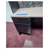 U-Shaped Desk with Hutch, 2 side chairs, 1 office chair and floor protector.
