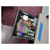 U-Shaped Desk with Hutch, 2 side chairs, 1 office chair and floor protector.