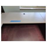 U-Shaped Desk with Hutch, 2 side chairs, 1 office chair and floor protector.