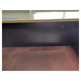 U-Shaped Desk with Hutch, 2 side chairs, 1 office chair and floor protector.