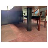 U-Shaped Desk with Hutch, 2 side chairs, 1 office chair and floor protector.