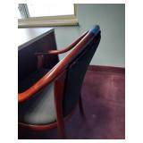 U-Shaped Desk with Hutch, 2 side chairs, 1 office chair and floor protector.