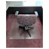 U-Shaped Desk with Hutch, 2 side chairs, 1 office chair and floor protector.