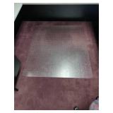 U-Shaped Desk with Hutch, 2 side chairs, 1 office chair and floor protector.