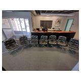 (7) Vintage Mid-century Steelcase swivel armchairs with tufted back/seat.