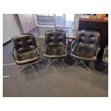 (7) Vintage Mid-century Steelcase swivel armchairs with tufted back/seat.