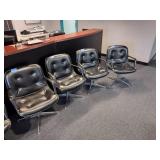(7) Vintage Mid-century Steelcase swivel armchairs with tufted back/seat.
