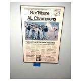 Framed Twins Star Tribune Front Page 1987 and 1991 World Series wins and more