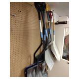 Snow Shovels, Snow Pusher, General Purpose Scoop Shovel, Square Shovel, and ice chipper