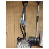 Snow Shovels, Snow Pusher, General Purpose Scoop Shovel, Square Shovel, and ice chipper