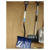 Snow Shovels, Snow Pusher, General Purpose Scoop Shovel, Square Shovel, and ice chipper