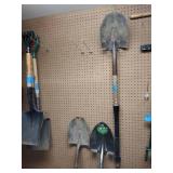(5) Shovels: Square Mouth, Ames Round Point Digging, Ames Transfer Square, Vintage Hole digger