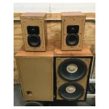 Custom Made Speaker Set with Dual Woofer Cabinets and Small Tweeter Speakers