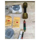 Assorted Industrial Tools and Parts Lot including Carbide Tools, Gauges, and Fittings