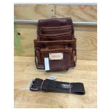 PRICE 10 Pocket Heavy Duty Oil Tanned Leather Tool Pouch Model P-2200 with 2" Leather Belt Model PLB-OT2 (10022420)