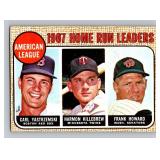 Harmon Killebrew, Carl Yastrzemski, Frank Howard 1968 Topps #6 AL HR Leaders Vintage Baseball Card