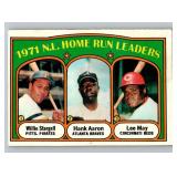 Han Aaron, Willie Stargell, Lee May 1972 Topps #89 NL HR Leaders Vintage Baseball Card