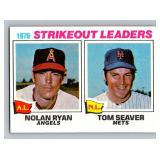 Nolan Ryan / Tom Seaver 1977 Topps #5 AL Strikeout Leaders Vintage Baseball Card