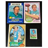 Bob Griese 4 Card Lot - 1970 Topps #10, 1976 #255, 1975 Wonder Bread #13, 1969 4 in 1 Stamp Vintage Football Cards