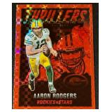Aaron Rodgers Red Checker Prizm 2022 Rookies & Stars Thrillers Insert #TH-1 Football Card