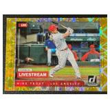 Mike Trout /99 Gold Shimmer 2021 Donruss Livestream #LSI, numbered 51/99 Baseball Card