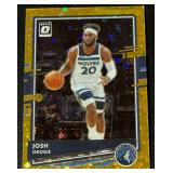 Josh Okogie Numbered 01/10 Bookend Gold Disco Prizm 2020-21 Donruss Optic #110 Minnesota Timberwolves Basketball Card