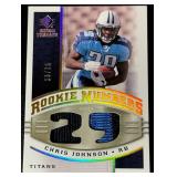 Chris Johnson RC Patch /75 2008 SP Rookie Threads #RN-CJ Rookie Numbers, numbered 13/75 Football Card