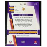 Sidney Rice /10 RC Jumbo Tri-Color Patch and Ball Relic 2007 Donruss Playoff Absolute Rookie Premiere Materials Spectrum #267 Minnesota Vikings Football Card