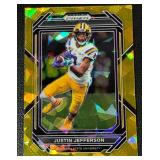 Justin Jefferson Color Match Cracked Ice 2023 Prizm Draft Picks #61 Minnesota Vikings Football Card