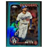 Mookie Betts /199 Aqua Refractor 2024 Topps Chrome #296, numbered 145/199, Baseball Card