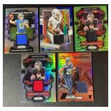 5 Relic Lot - Josh Jacobs, (2) Desmond Ridder, Zach Charbonnet, Stetson Bennett Football Cards