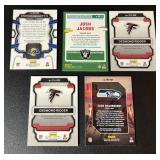 5 Relic Lot - Josh Jacobs, (2) Desmond Ridder, Zach Charbonnet, Stetson Bennett Football Cards