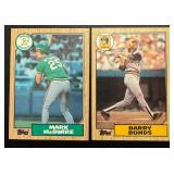Barry Bonds and Mark McGwire RC 2 Card Lot 1987 Topps Baseball